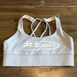Pescience Gray Strappy Sports Bra Performance Activewear Athletic M